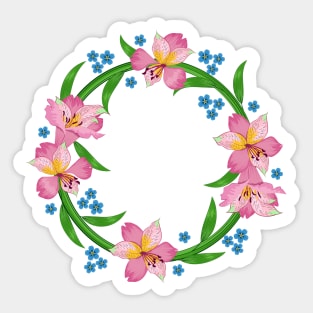 Alstroemeria Floral Spring Wreath Sticker